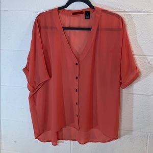 BKE Orange Button Up Blouse